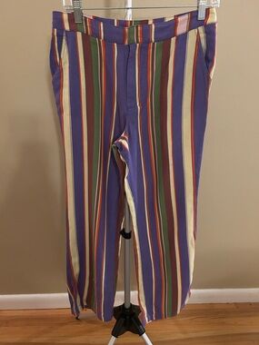 Free People Striped Chinos in Purple, Green, Cream